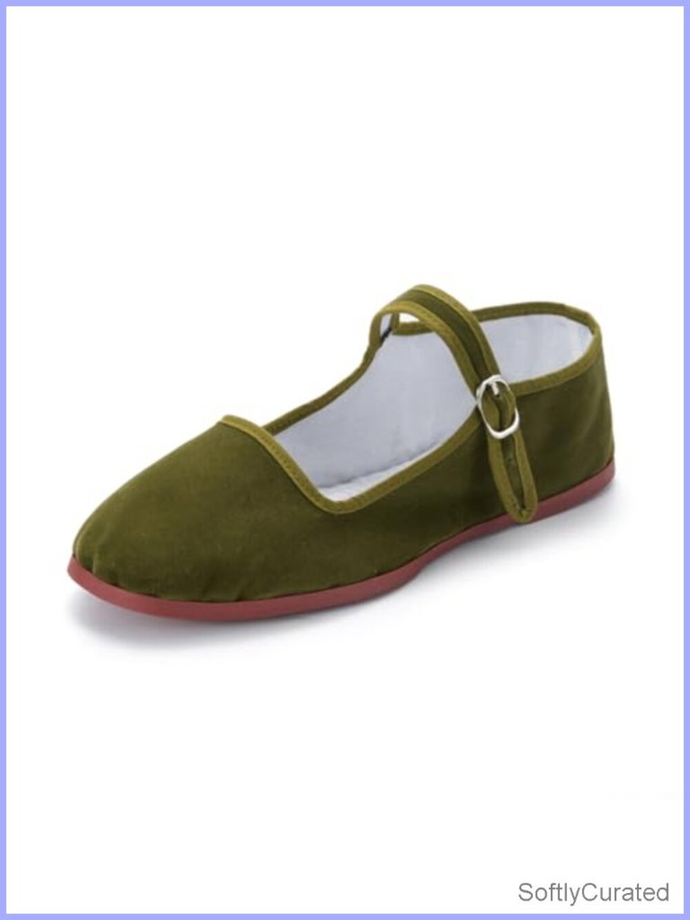 Women's Chinese Mary Jane Flats Buckle Slip On Square Toe Cotton Lined